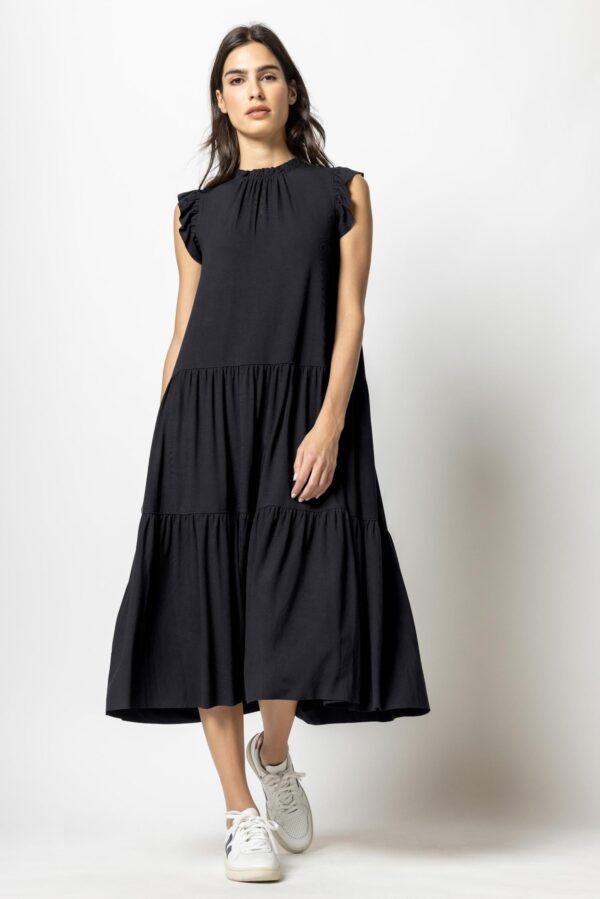 Ruffle Trim Peplum Maxi Dress