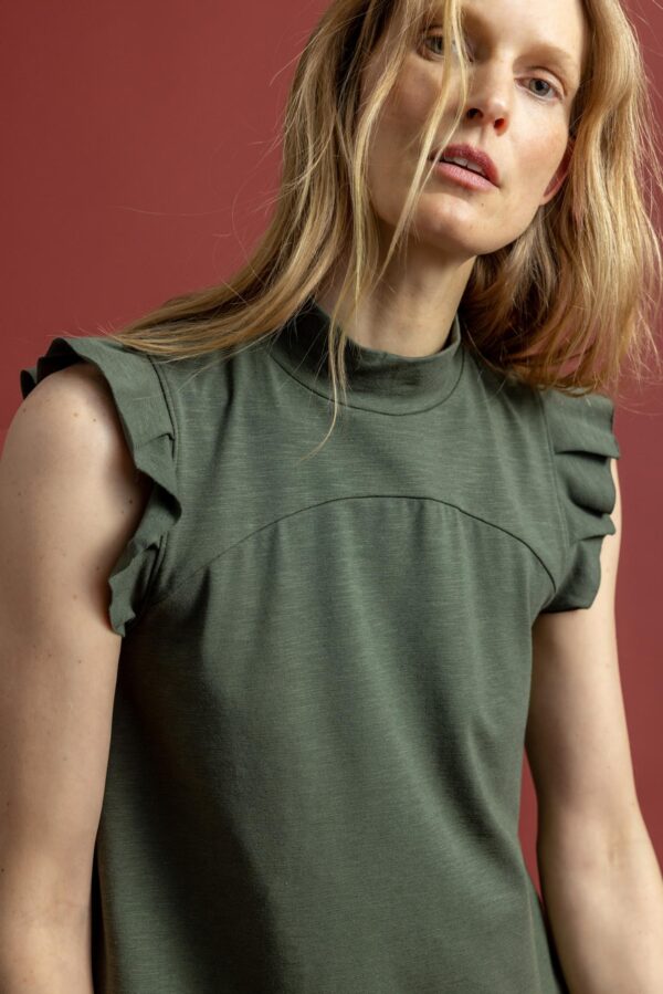 Ruffle Sleeve Mock Neck Dress - Image 6