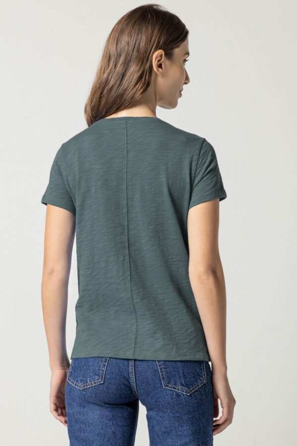 V-Neck Short Sleeve Back Seam Tee - Image 21