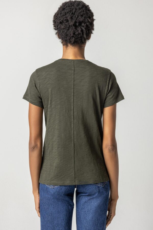 V-Neck Short Sleeve Back Seam Tee - Image 35