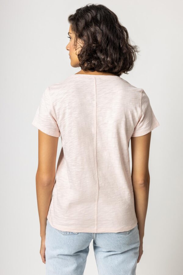 V-Neck Short Sleeve Back Seam Tee - Image 49
