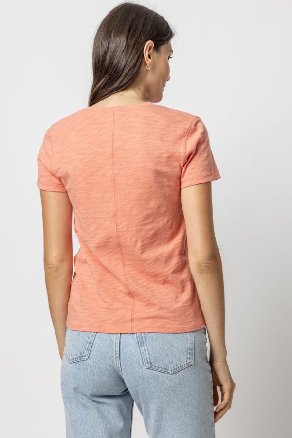 V-Neck Short Sleeve Back Seam Tee - Image 60