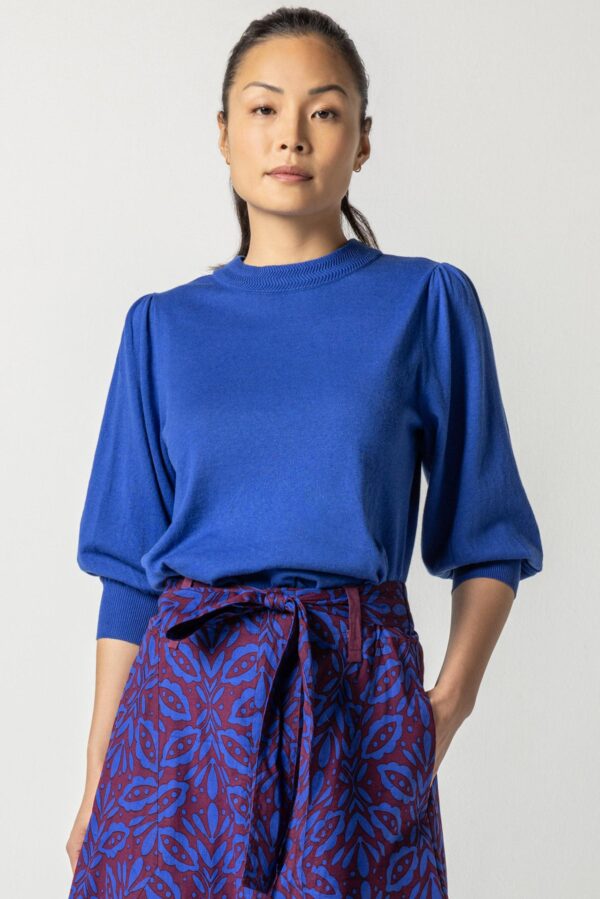 Rib Trim Puff Sleeve Sweater - Image 9