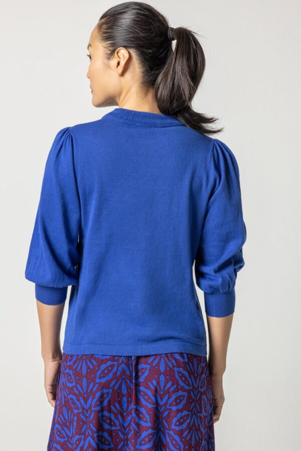 Rib Trim Puff Sleeve Sweater - Image 10