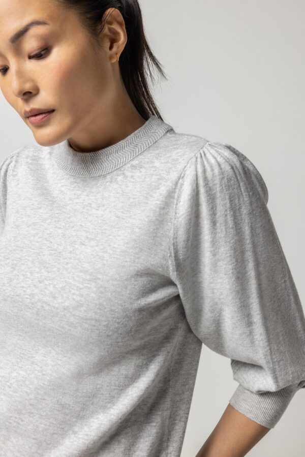 Rib Trim Puff Sleeve Sweater - Image 6
