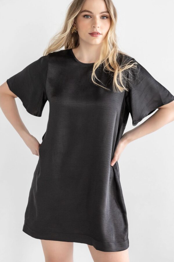 Flutter Sleeve Satin Dress - Image 10