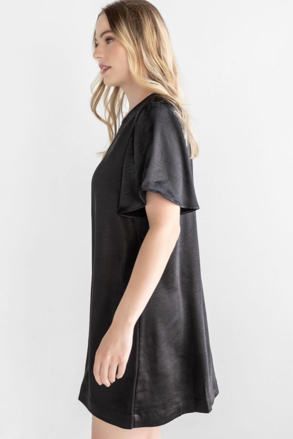 Flutter Sleeve Satin Dress - Image 11