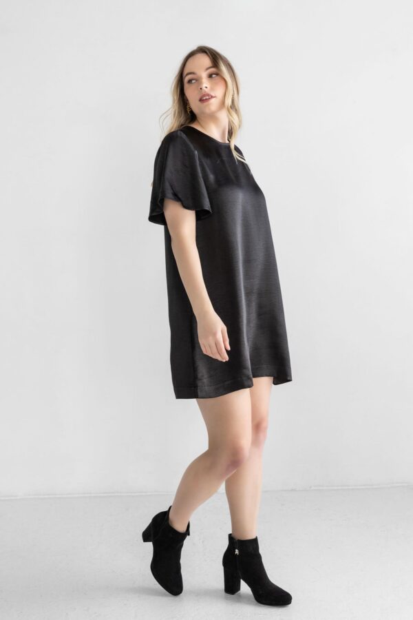 Flutter Sleeve Satin Dress - Image 12