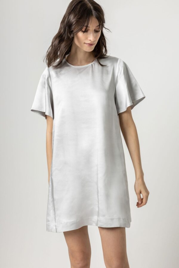 Flutter Sleeve Satin Dress - Image 14