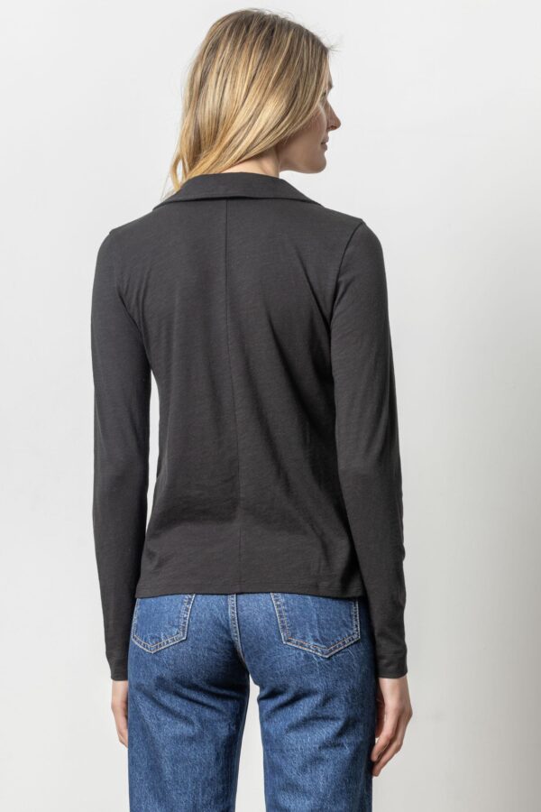 Long Sleeve Collared V-Neck Top - Image 5