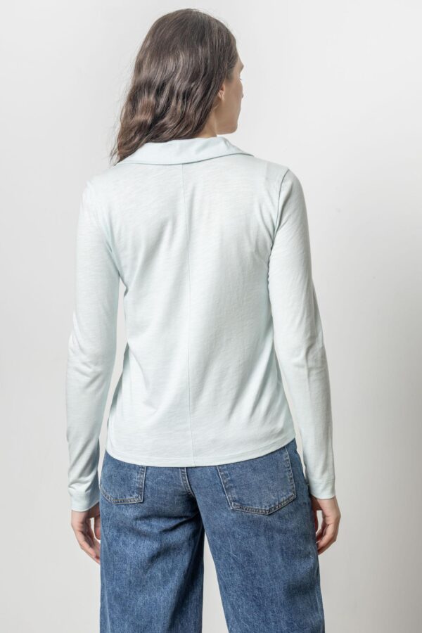 Long Sleeve Collared V-Neck Top - Image 7