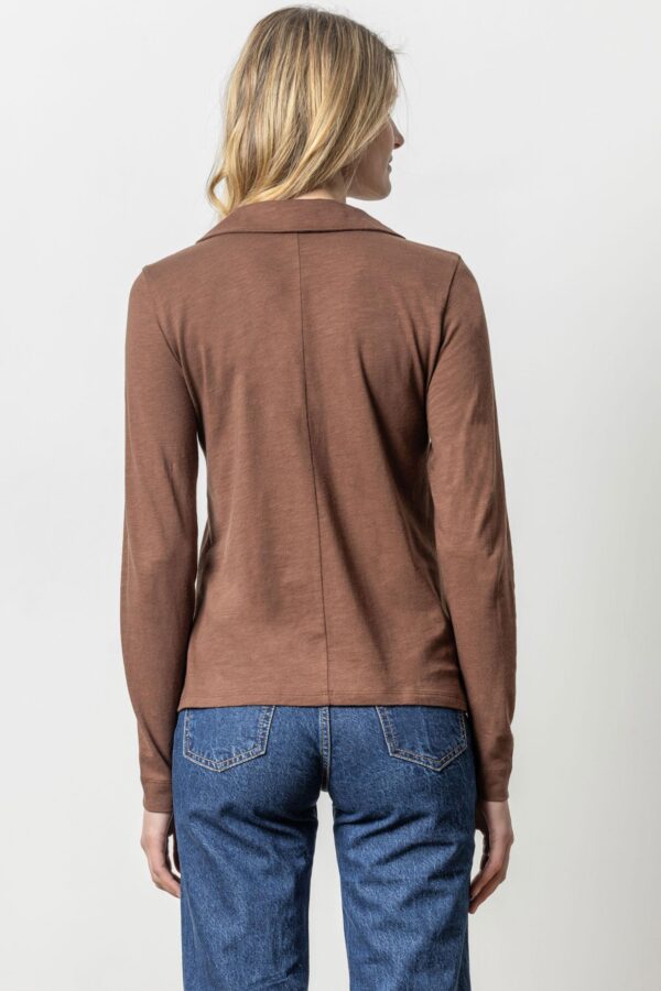 Long Sleeve Collared V-Neck Top - Image 9