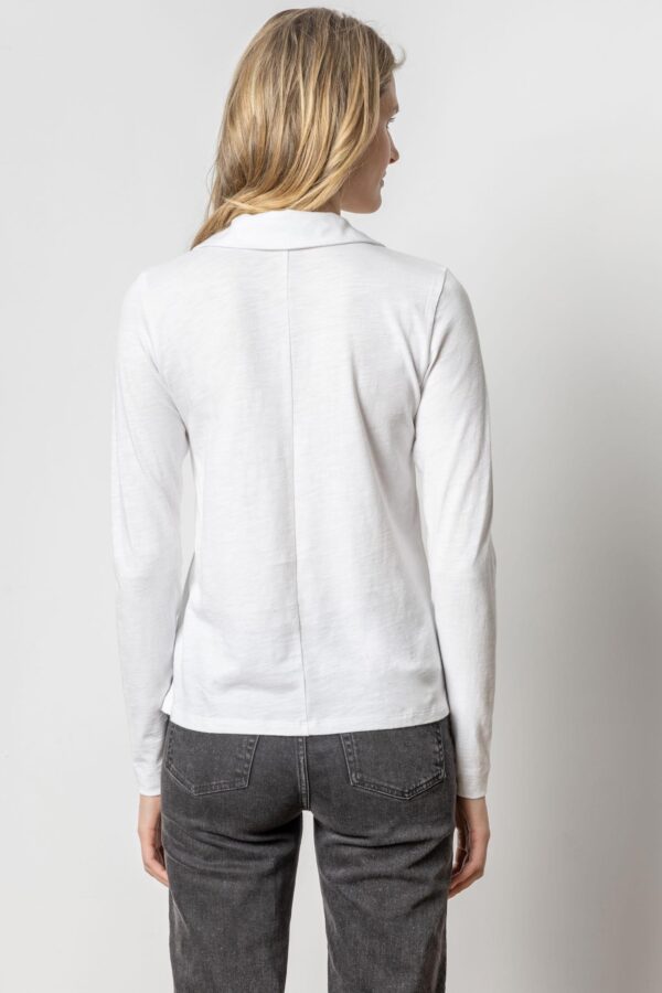 Long Sleeve Collared V-Neck Top - Image 11