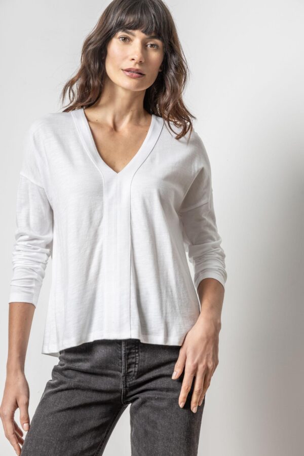 Drop Shoulder V-Neck Top - Image 9