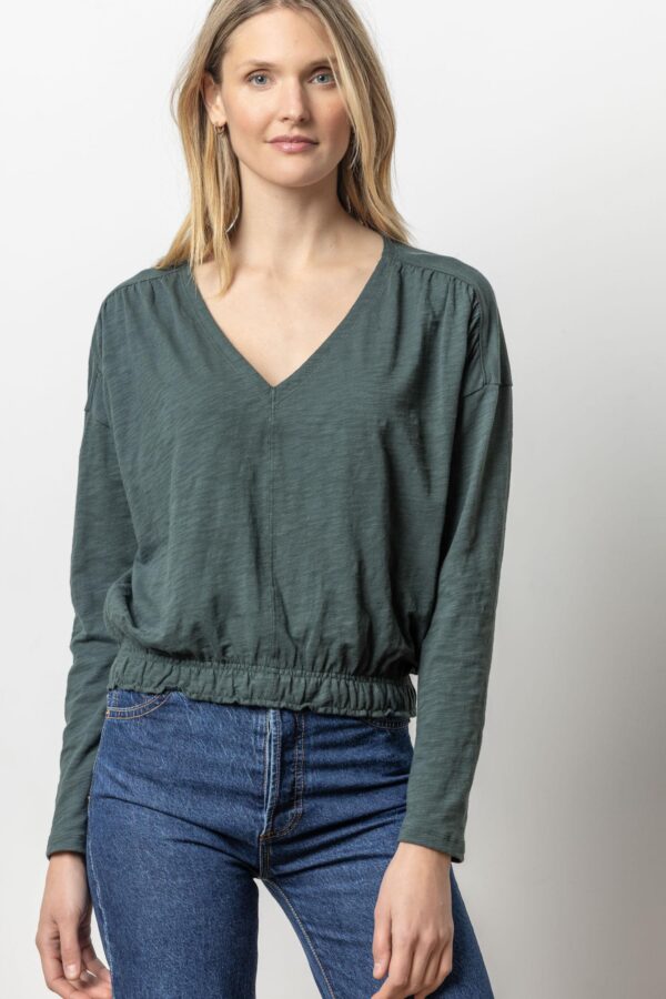 Elastic Hem Easy V-Neck - Image 2