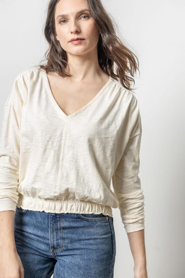 Elastic Hem Easy V-Neck - Image 4