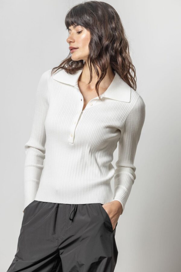 Polo Collar Henley Sweater - Image 12