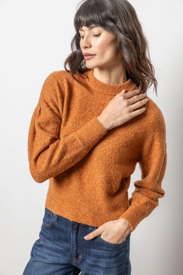 Pleated Sleeve Crewneck Sweater - Image 8