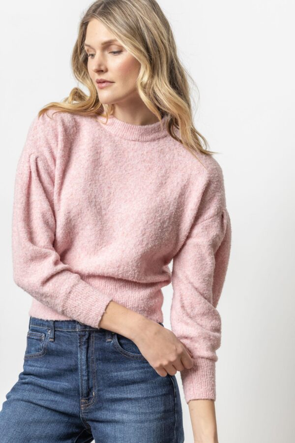 Pleated Sleeve Crewneck Sweater - Image 4