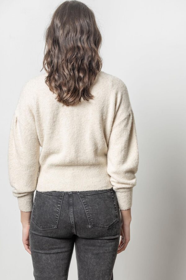 Pleated Sleeve Crewneck Sweater - Image 2