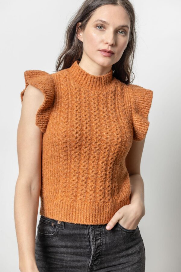 Flutter Sleeve Mock Neck Sweater - Image 5