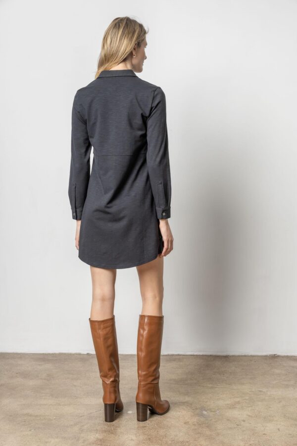 Long Sleeve Seamed Shirt Dress - Image 8