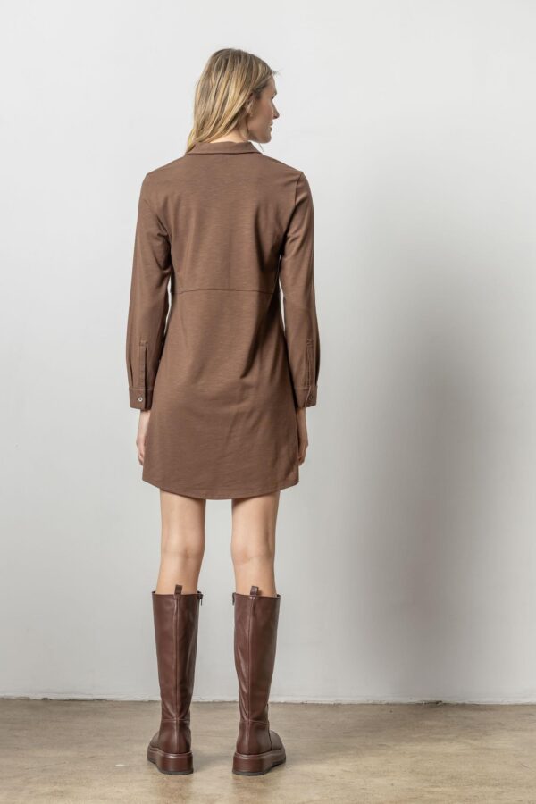 Long Sleeve Seamed Shirt Dress - Image 4