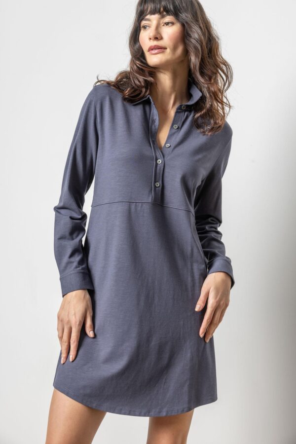 Long Sleeve Seamed Shirt Dress - Image 5