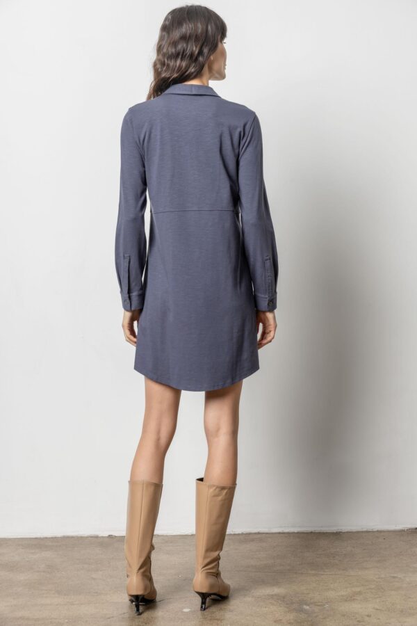 Long Sleeve Seamed Shirt Dress - Image 6