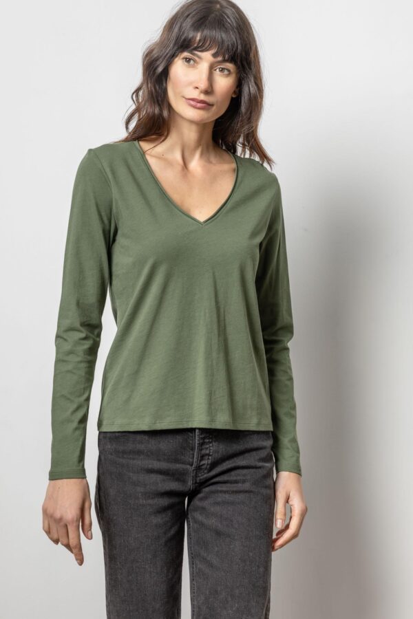 Rolled Edge V-Neck Tee - Image 2