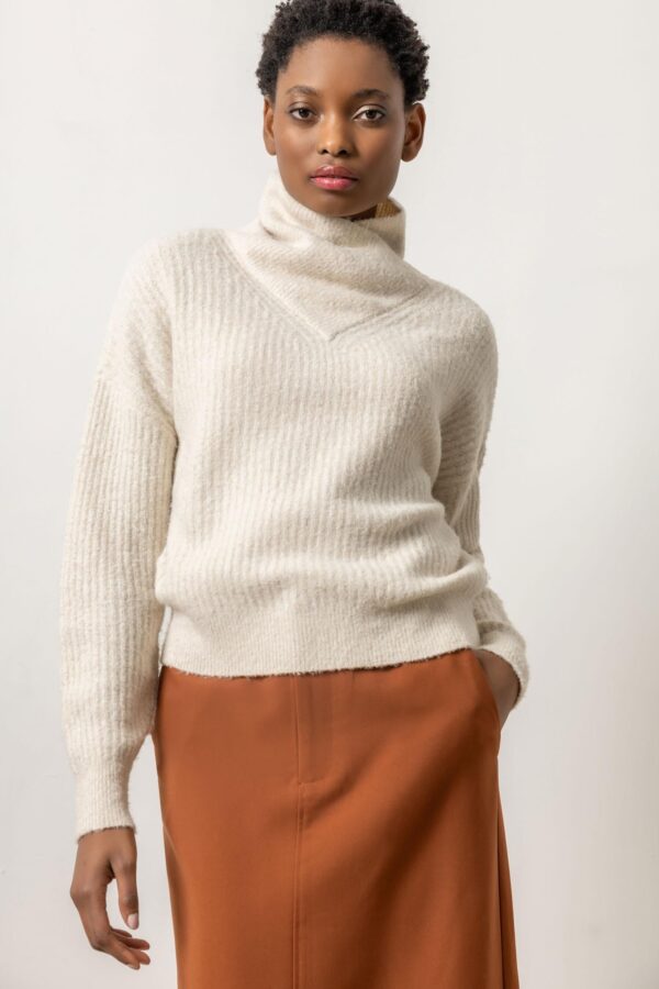 Ribbed Wrap Collar Sweater - Image 7