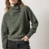 Ribbed Wrap Collar Sweater