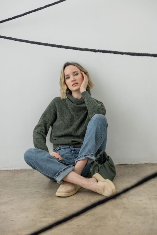 Ribbed Wrap Collar Sweater - Image 3