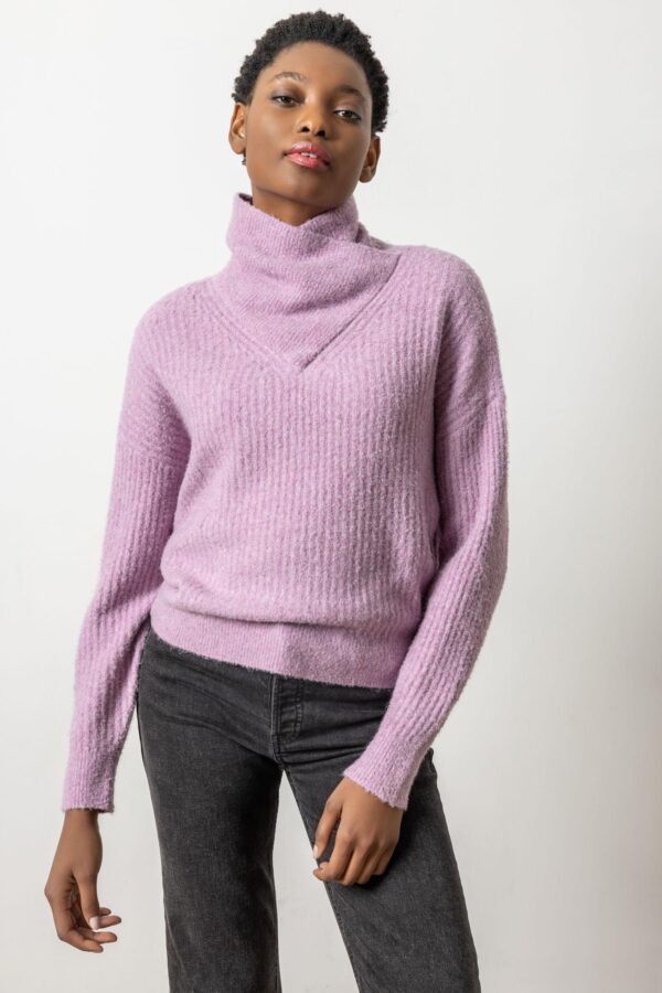 Ribbed Wrap Collar Sweater - Image 6