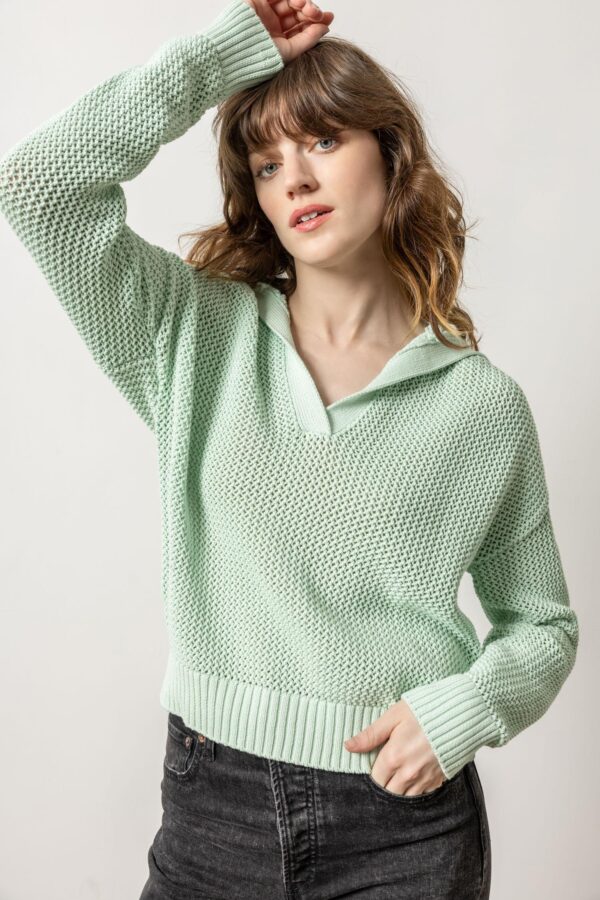 Hooded Split Neck Sweater