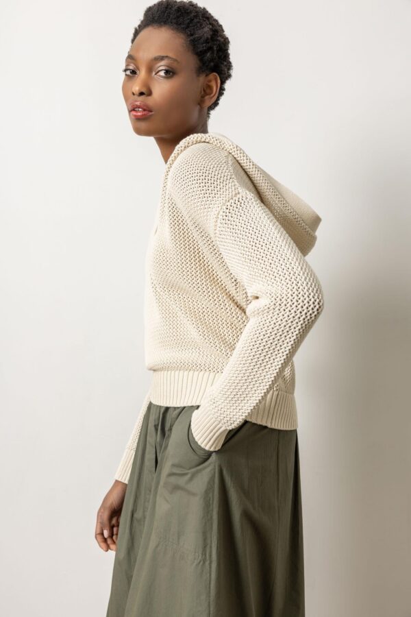 Hooded Split Neck Sweater - Image 7