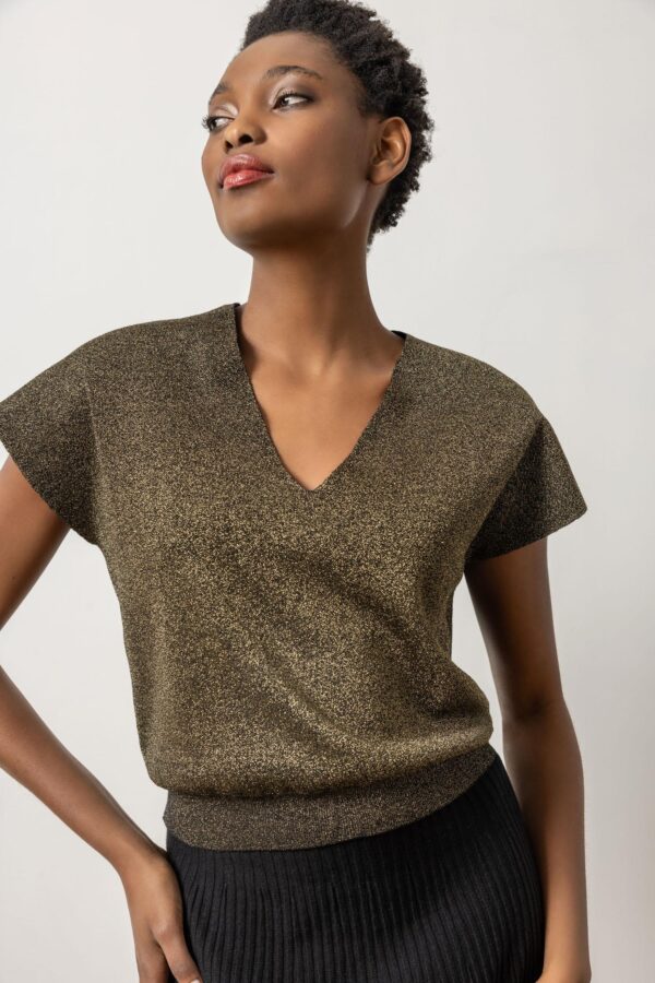 Metallic V-Neck Sweater - Image 2