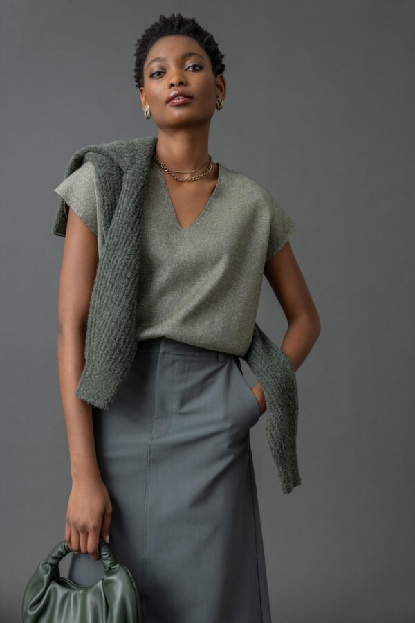 Metallic V-Neck Sweater - Image 5