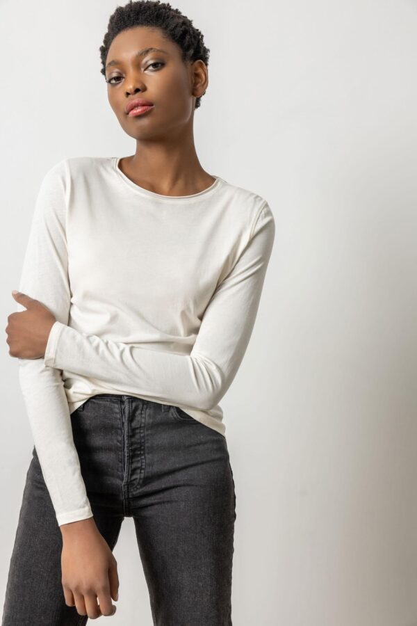Long Sleeve Rolled Edge Crewneck - Image 5
