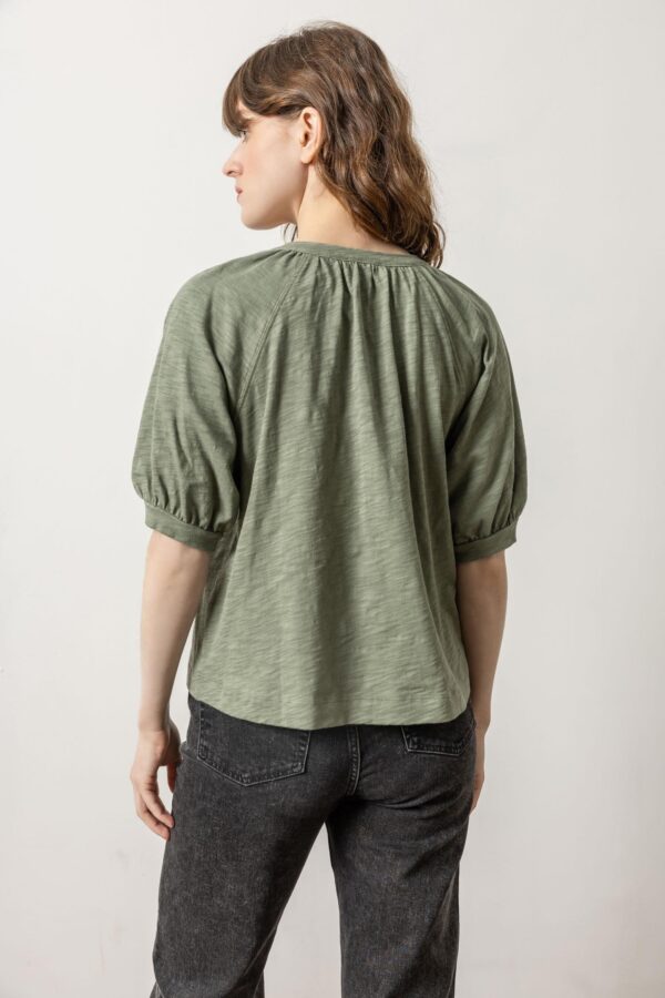 Shirred Split Neck Raglan - Image 2