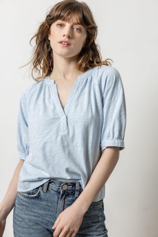 Shirred Split Neck Raglan - Image 7