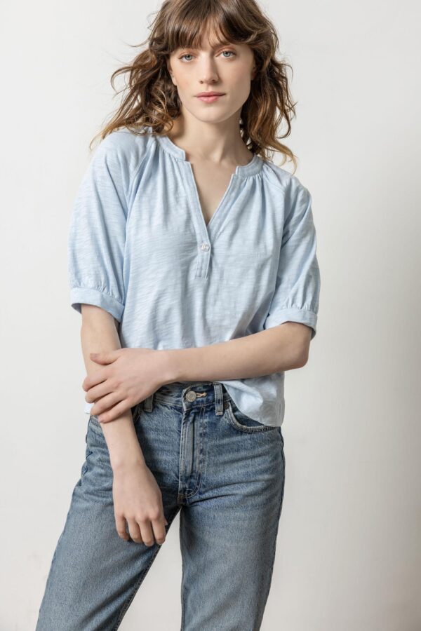 Shirred Split Neck Raglan - Image 9