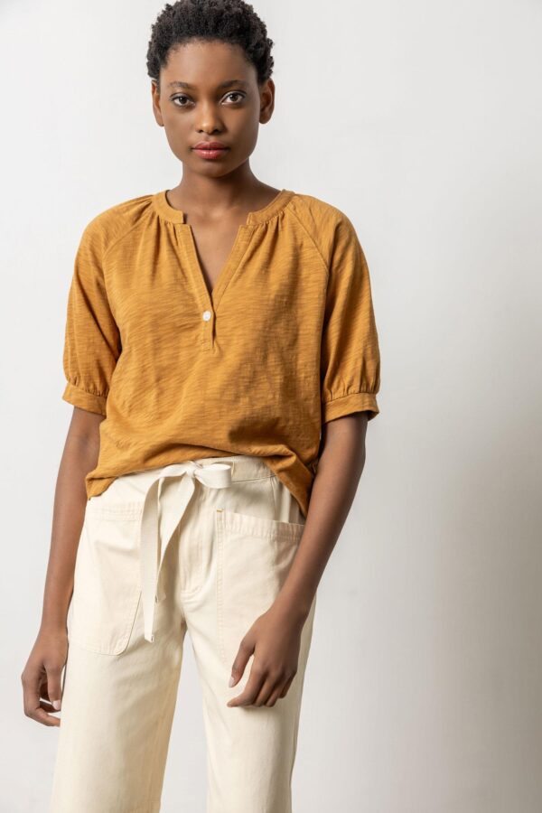 Shirred Split Neck Raglan - Image 10