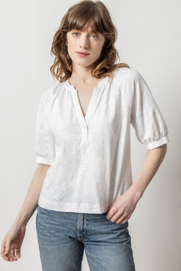 Shirred Split Neck Raglan - Image 12