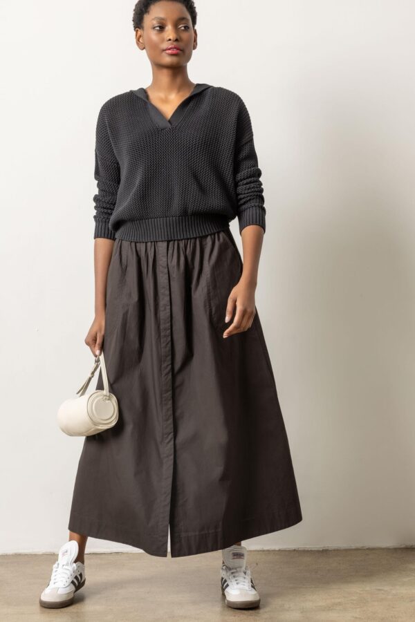 Poplin Button Front Skirt - Image 3