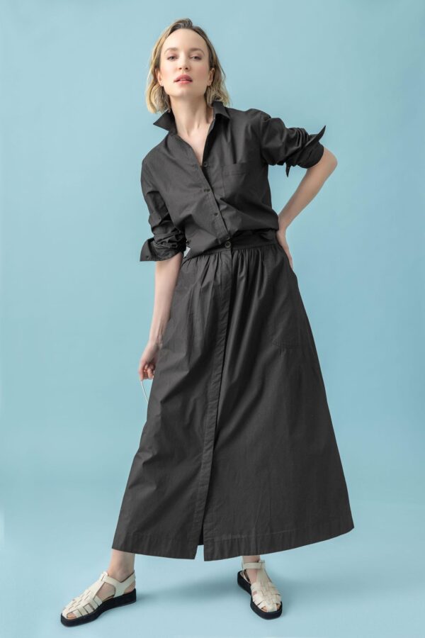 Poplin Button Front Skirt - Image 5