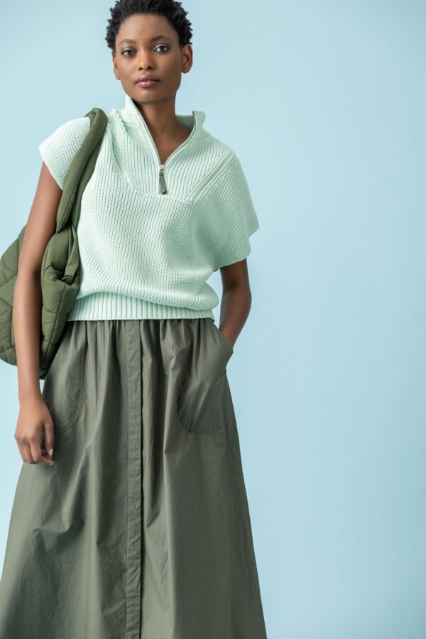 Poplin Button Front Skirt - Image 12