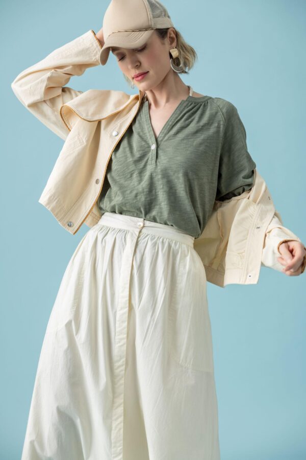 Poplin Button Front Skirt - Image 16