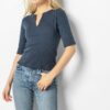 Cuffed Elbow Sleeve V-Neck - Image 2