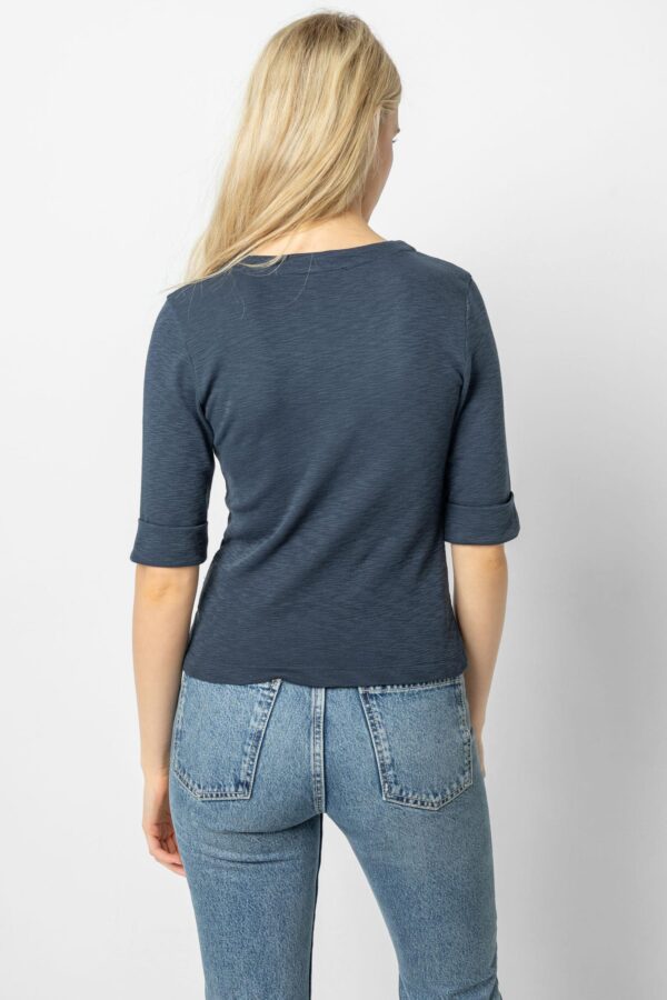 Cuffed Elbow Sleeve V-Neck - Image 3